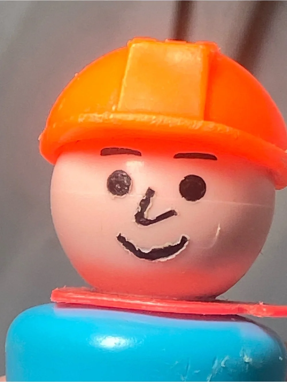 Vintage Fisher-Price Little People Blue & Orange Construction Workers Set of 3